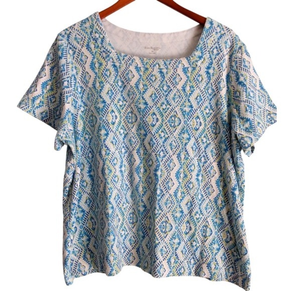 Kim Rogers Women Shirt 2XL Soft Cotton Short Sleeve Top